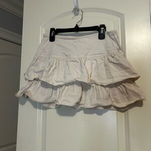 La Hearts Cream Tiered Mini Skirt